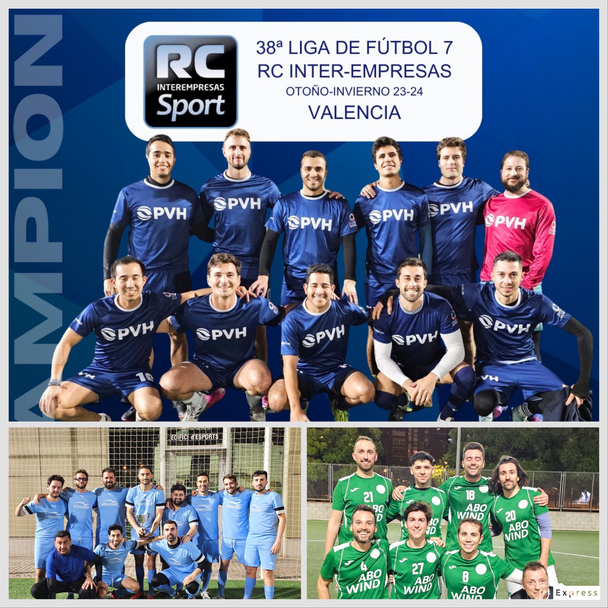 PVH en los penaltis se impone a ELECNOR y consigue el título de la 38ª Liga de Futbol 7 RC Inter-empresas de Otoño-Invierno 23-24 en Valencia